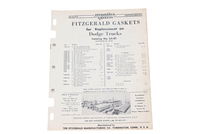 Fitzgerald 62-8T Dodge Truck Replacement Gaskets Catalog