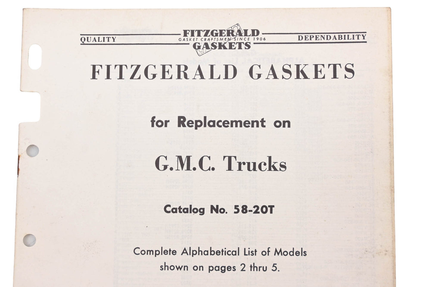 Fitzgerald 58-20T GMC Trucks Relacement Gaskets Catalog