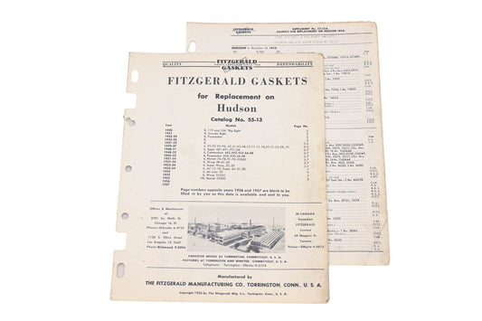 Fitzgerald 55-13, 55-13A Hudson Replacement Gaskets Catalog