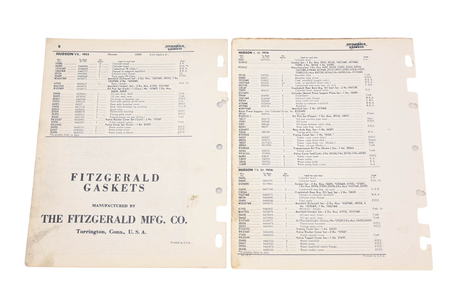 Fitzgerald 55-13, 55-13A Hudson Replacement Gaskets Catalog