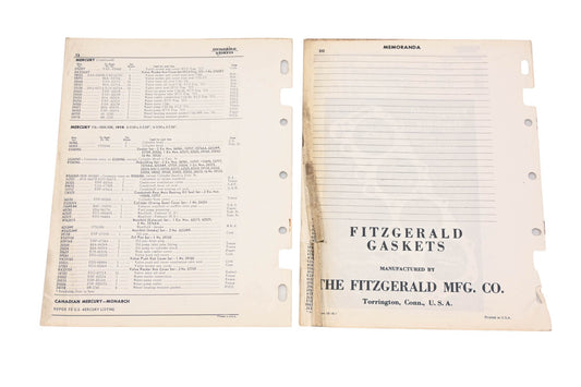 Fitzgerald 58-18, 58-18A Edsel Lincoln Mercury Replacement Gaskets Catalog