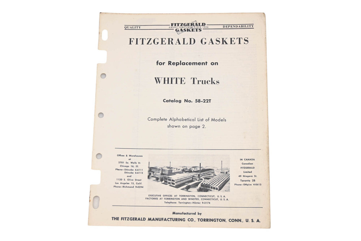 Fitzgerald 58-22T White Trucks Replacment Gaskets Catalog
