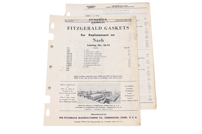 Fitzgerald 55-14, 55-14A Nash Replacement Gaskets Catalog