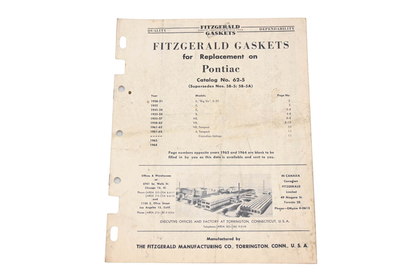 Fitzgerald 62-5 Pontiac Replacement Gaskets Catalog