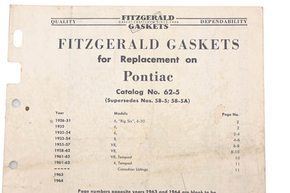Fitzgerald 62-5 Pontiac Replacement Gaskets Catalog