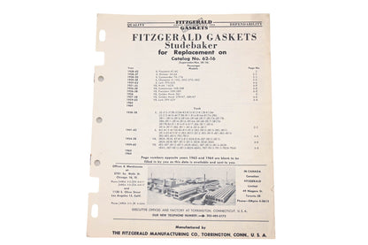Fitzgerald 62-16 Studebaker Replacement Gaskets Catalog