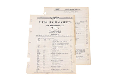 Fitzgerald 60-17, 55-17A Willys Replacement Gaskets Catalog