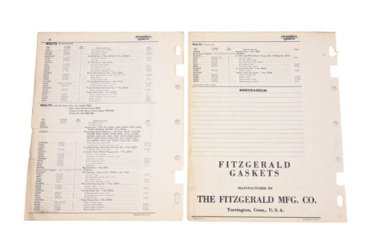 Fitzgerald 60-17, 55-17A Willys Replacement Gaskets Catalog
