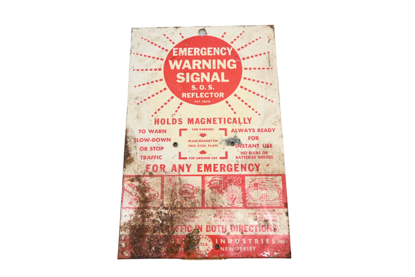 Reinholdt Industries HN024-4 Magnetic Emergency Warning Signal S.O.S Reflector NOS