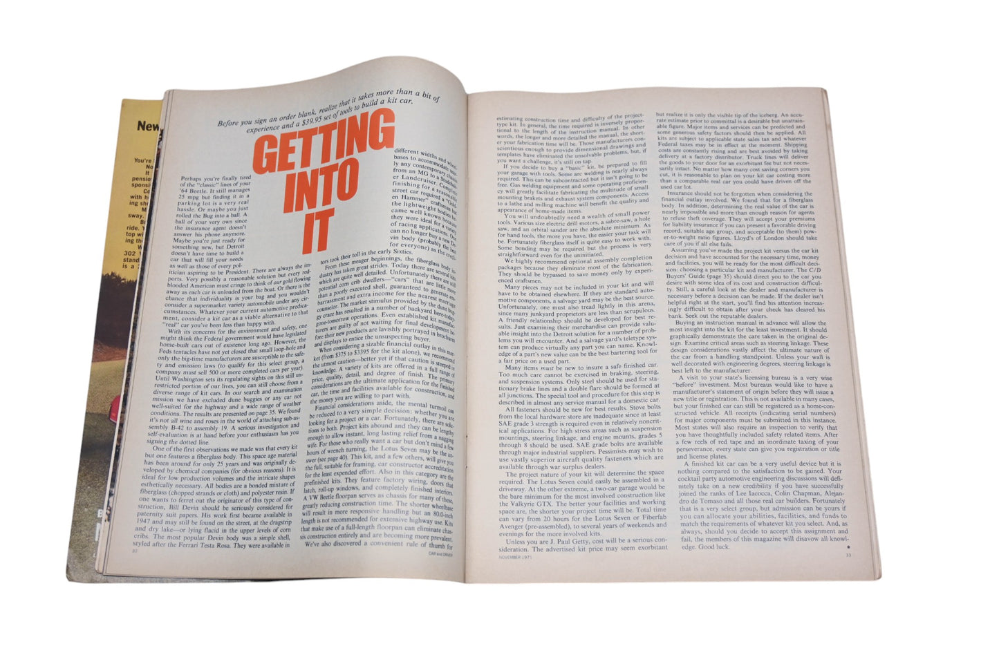 Car And Driver MD038-26 November 1971 Magazine