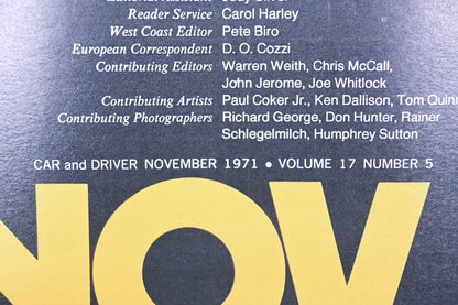 Car And Driver MD038-26 November 1971 Magazine