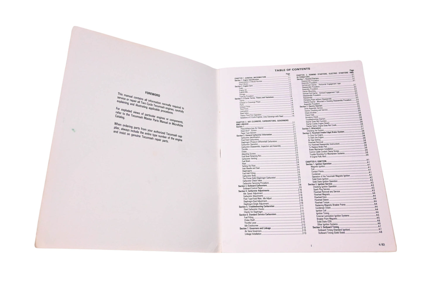 New OEM Tecumseh 730547 Engine Mechanic's Handbook NOS