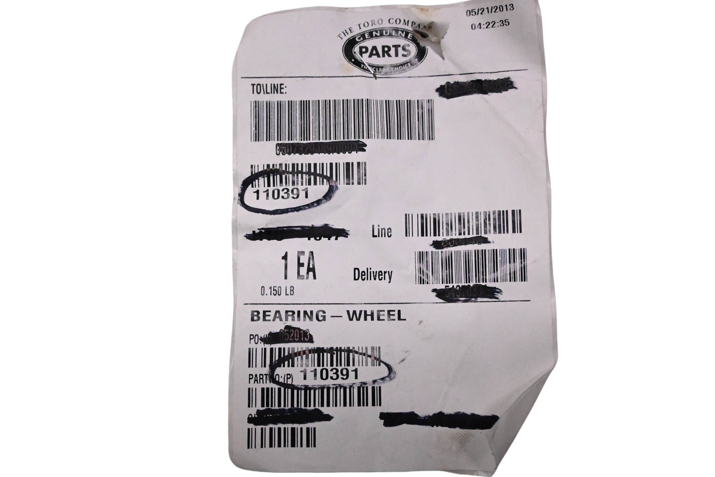 Toro 110391 Wheel Bearing NOS