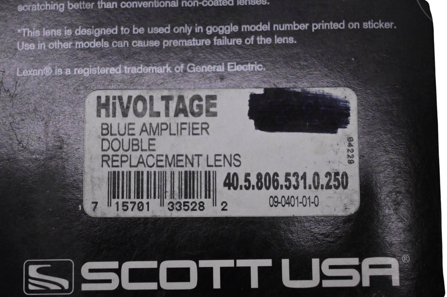 Scott 09-0401-01-0, EBC602 Hi-Voltage Thermal AMP Blue Replacement Lens NOS