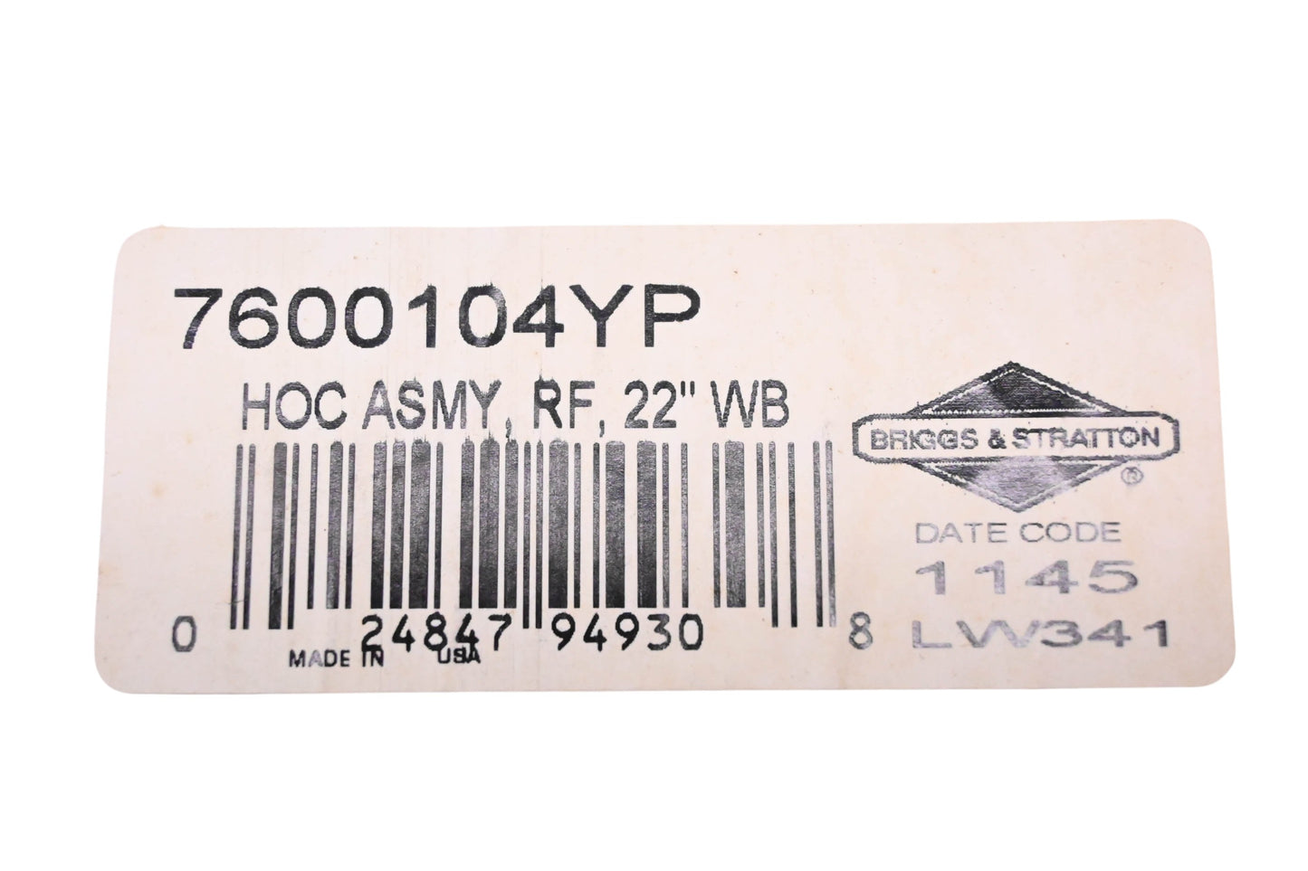 New OEM Briggs & Stratton 7600104YP Height Adjuster Assembly NOS