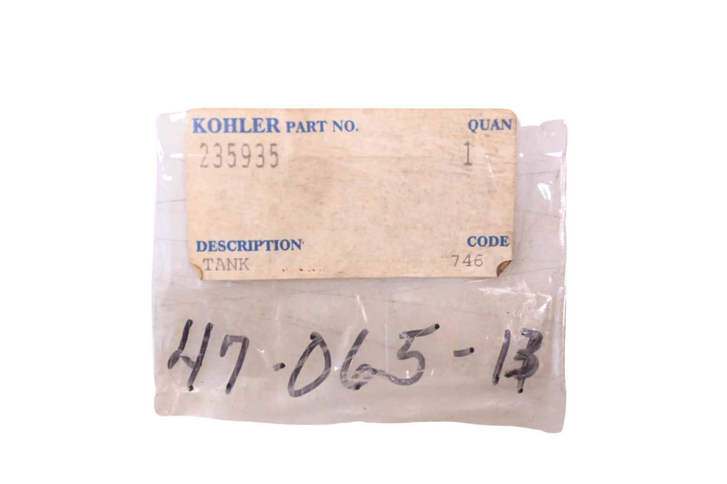 Kohler 235935, 47-065-13 Green Fuel Tank Assembly NOS