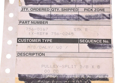 MTD 756-0167 Pulley NOS