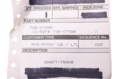 MTD 738-0708B Pinion Shaft NOS