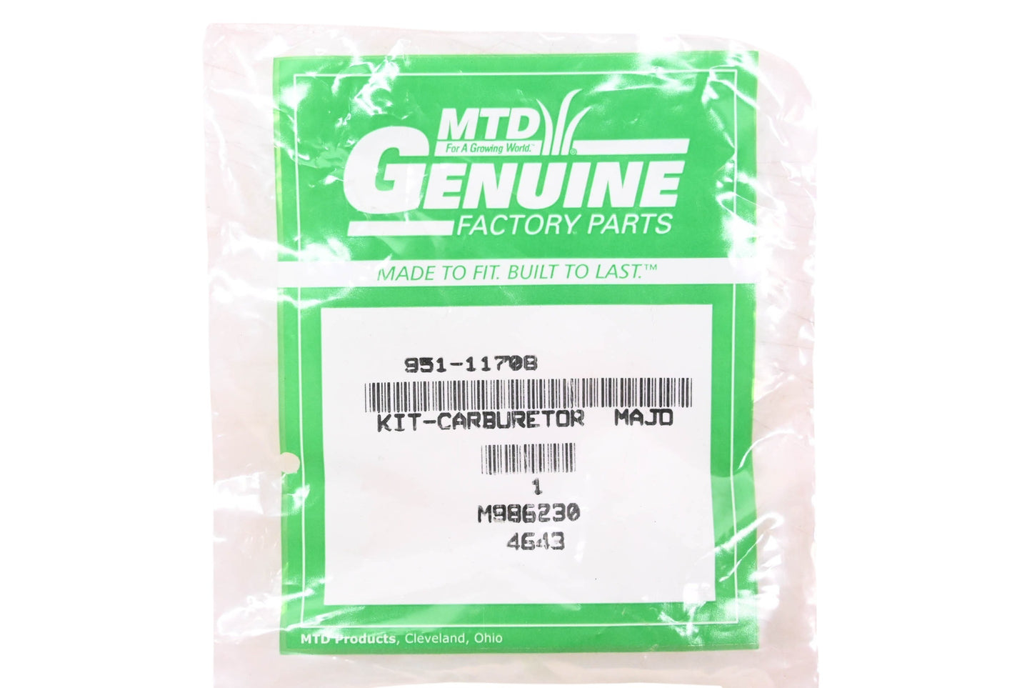 MTD 951-11708 Carburetor Kit NOS