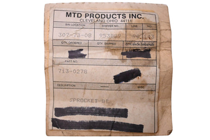 MTD 713-0278 8 Tooth Sprocket NOS