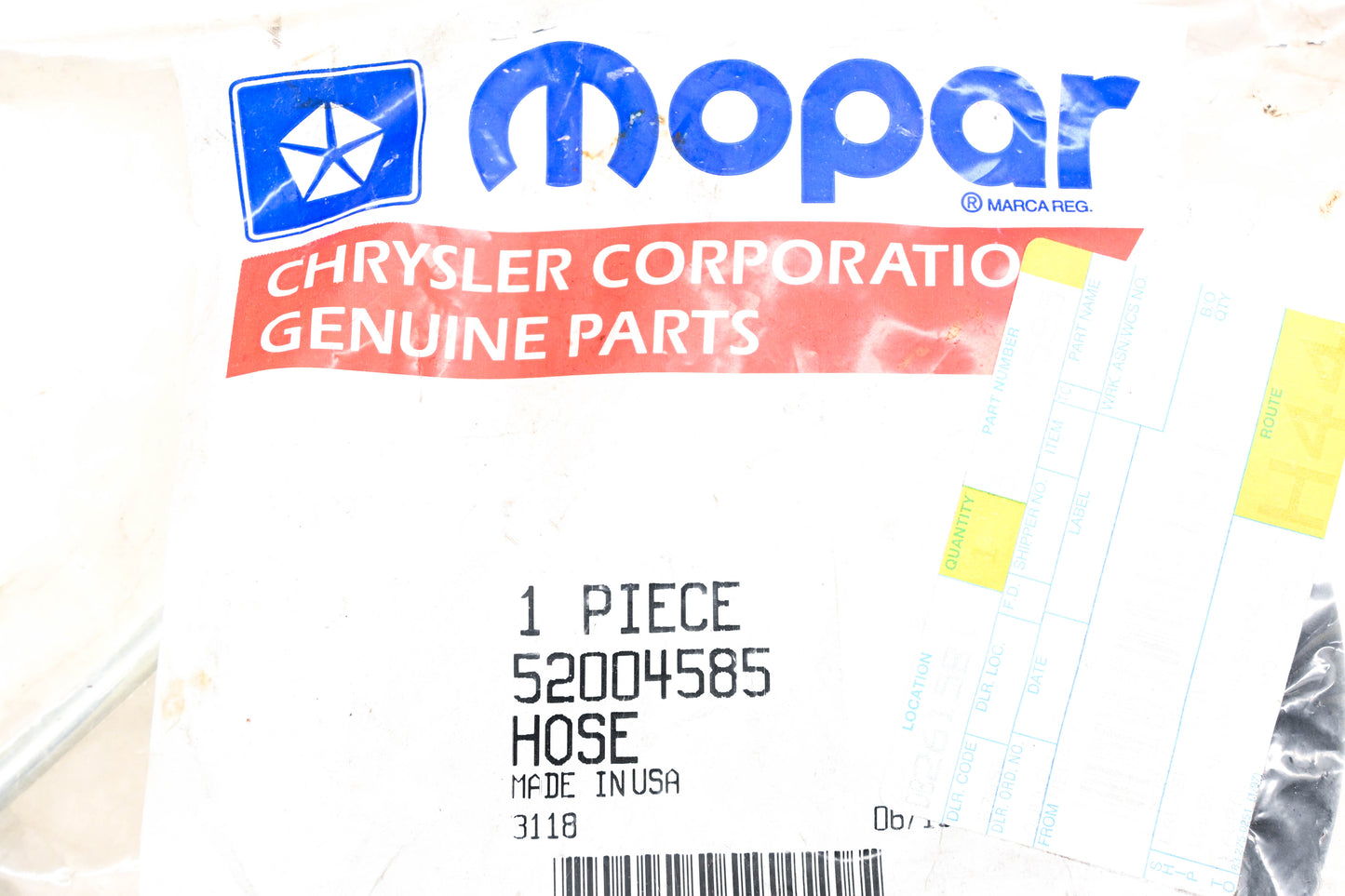 Mopar 52004585 Power Steering Hose NOS