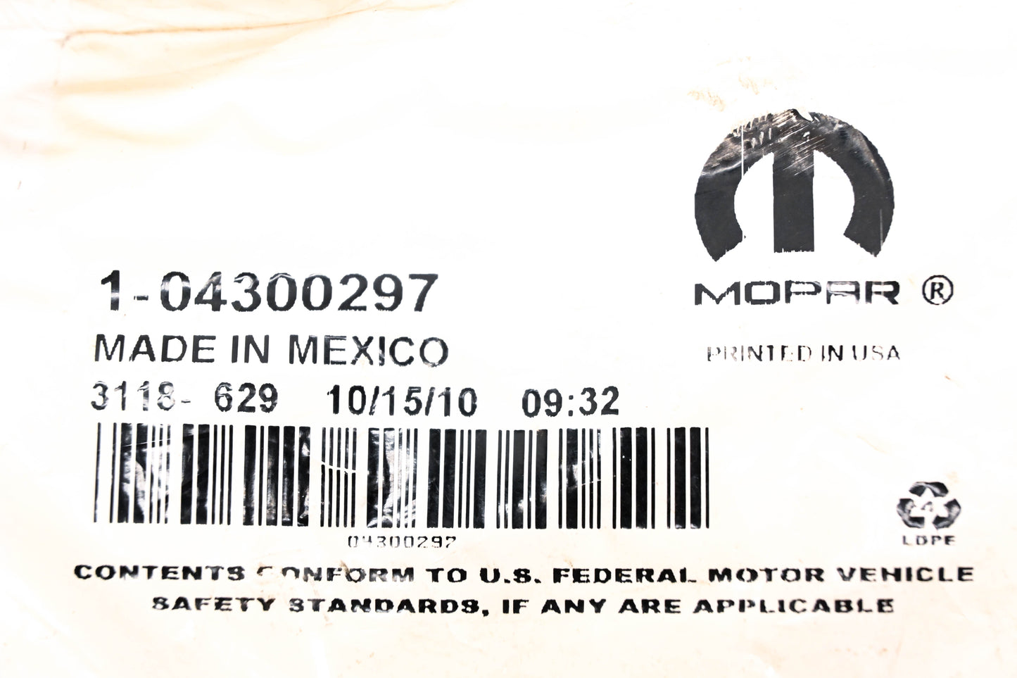 Mopar 04300297, 4300297 EGR Valve Gasket NOS