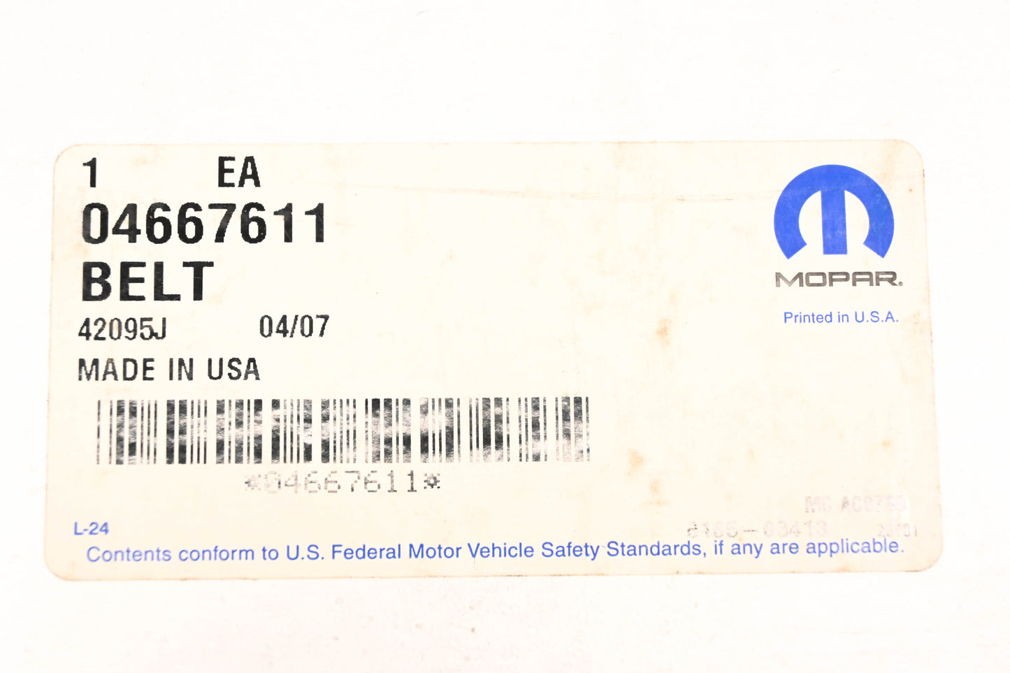 Mopar 04667611, 4667611 Timing Belt NOS