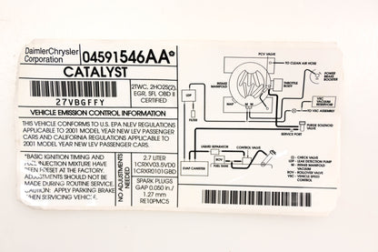 Mopar 04591546AA, 4591546AA Emission Decal NOS