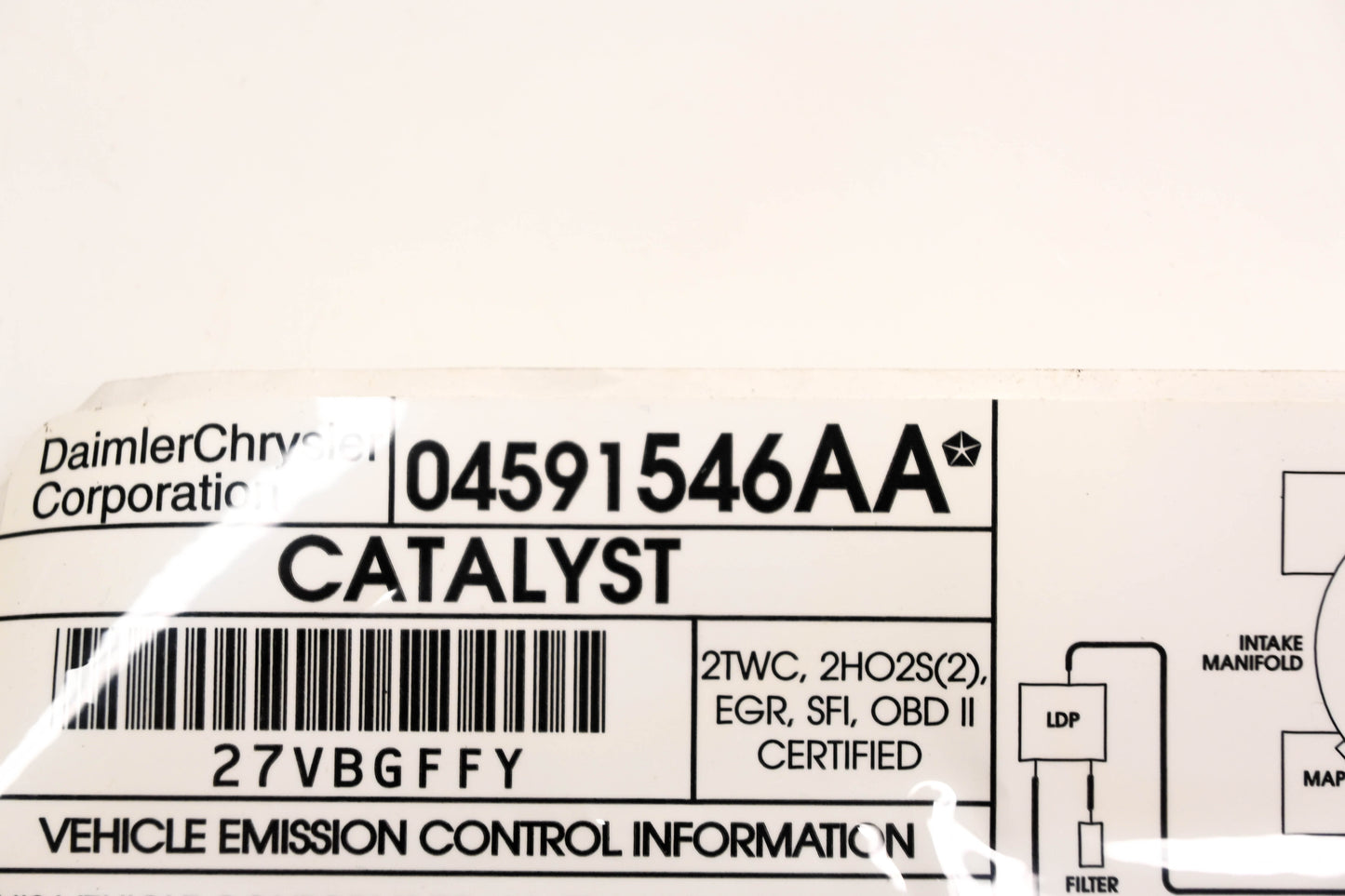 Mopar 04591546AA, 4591546AA Emission Decal NOS