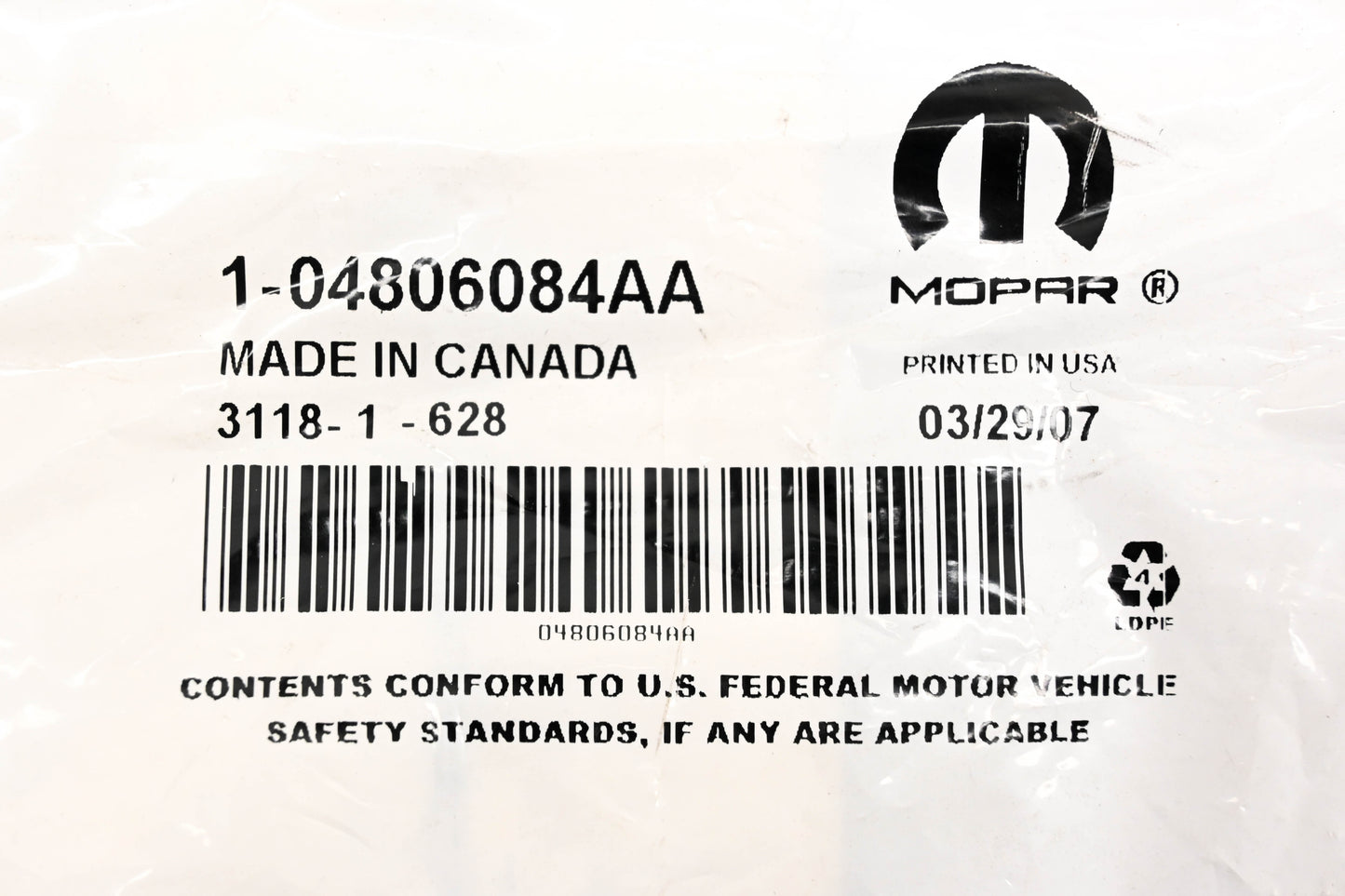 Mopar 04806084AA, 4806084AA Front Fright Closeout Panel NOS