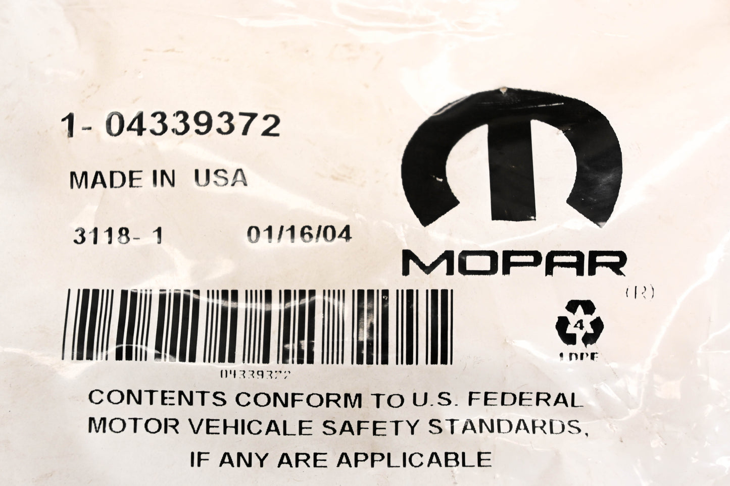 Mopar 04339372, 4339372 Glass Slide Kit NOS