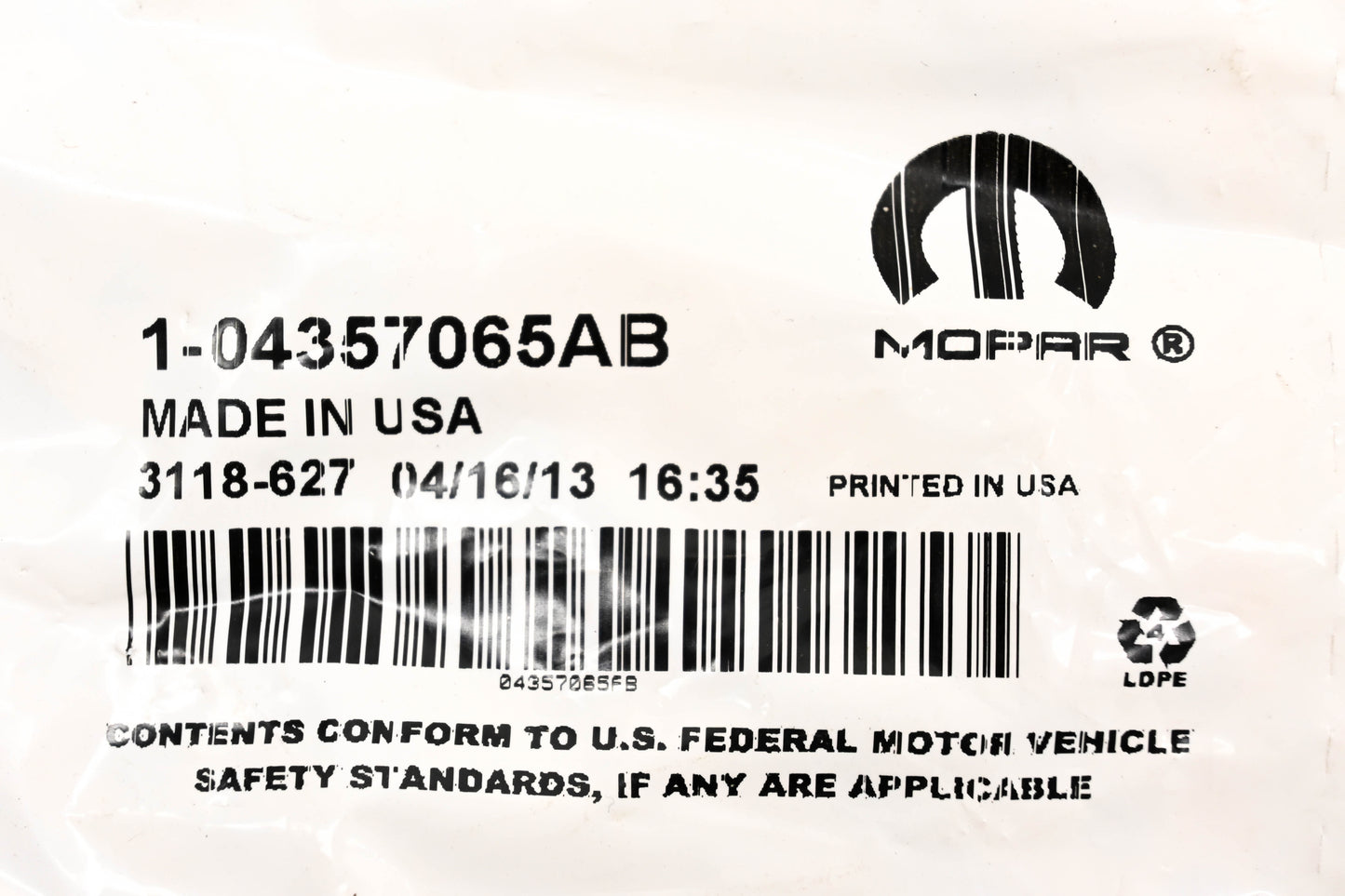 Mopar 04357065AB, 5423260, 1911251 License Plate Lamp Lens NOS