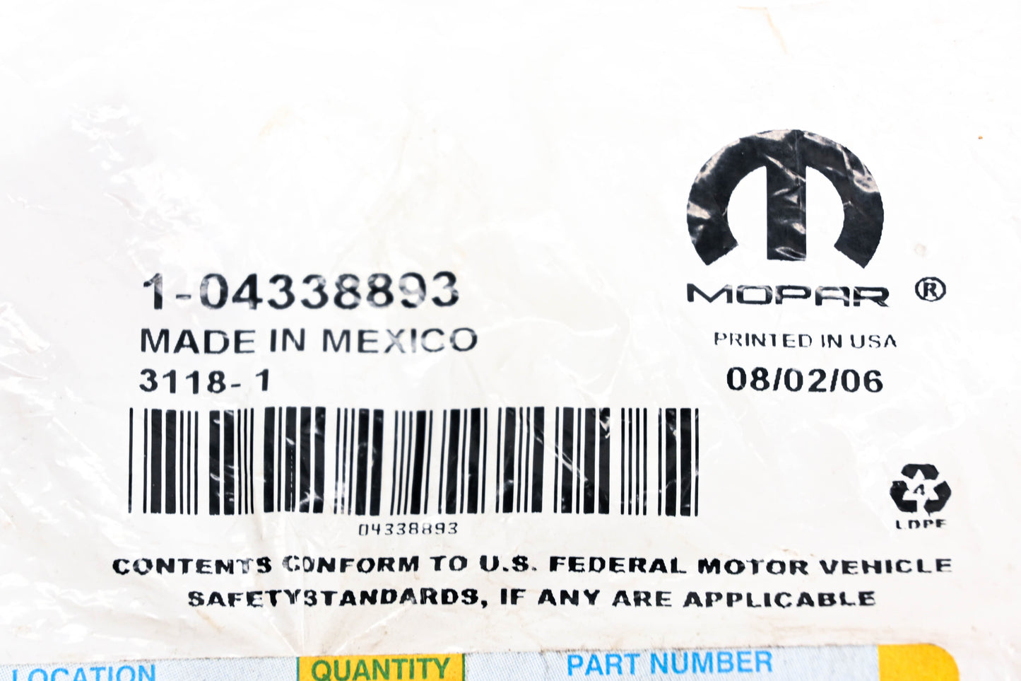 Mopar 04338893, 4338893 Output Shaft Seal NOS