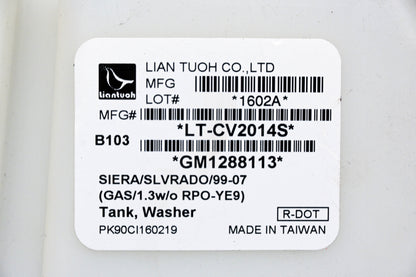 Lian Tuoh LT-CV2014S, GM1288113 Washer Fluid Tank NOS