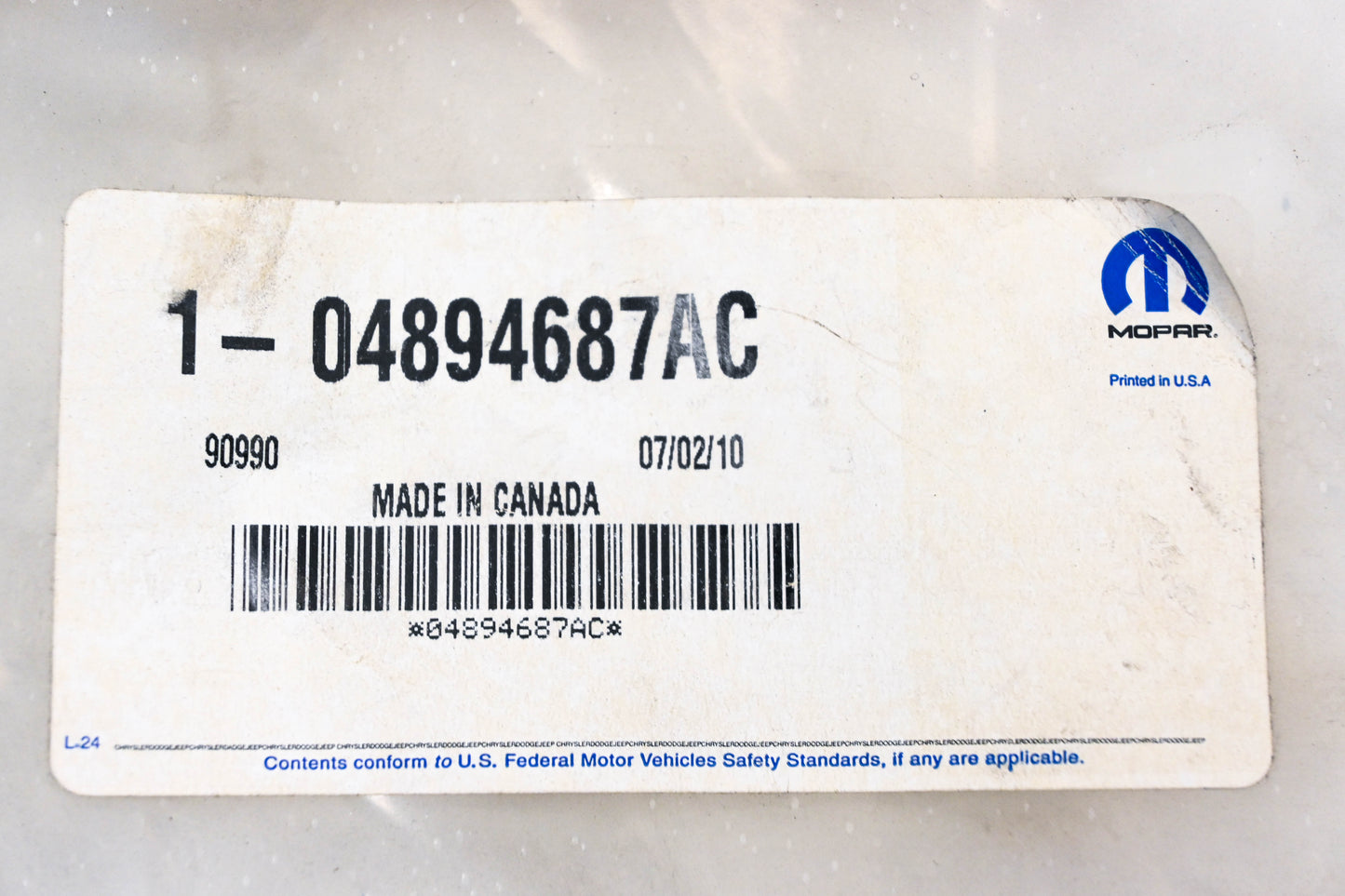 Mopar 04894687AC, 4894687AC Driver Window Weatherstrip NOS