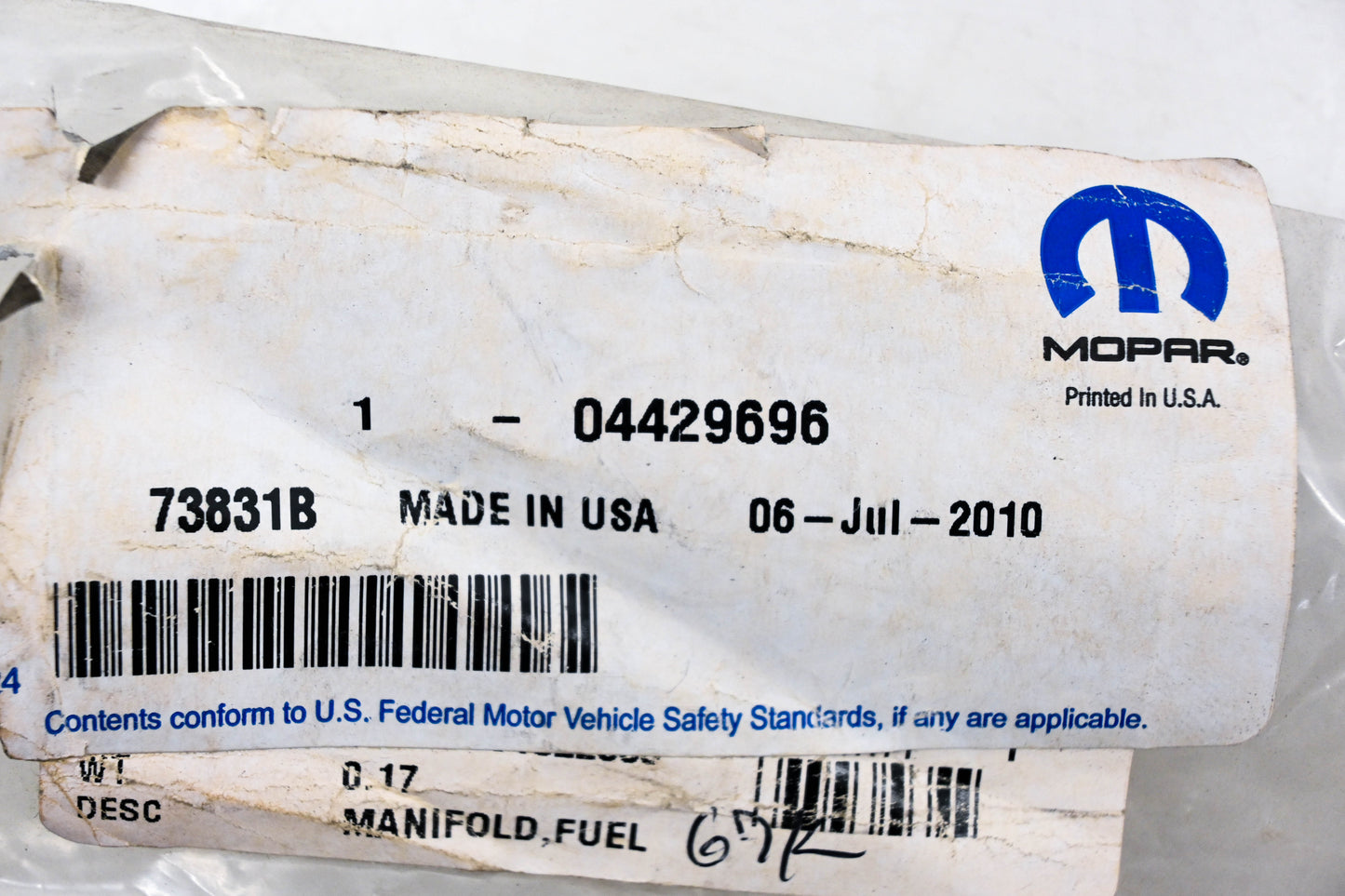 Mopar 04429696, 4429696 Fuel Line Tube NOS