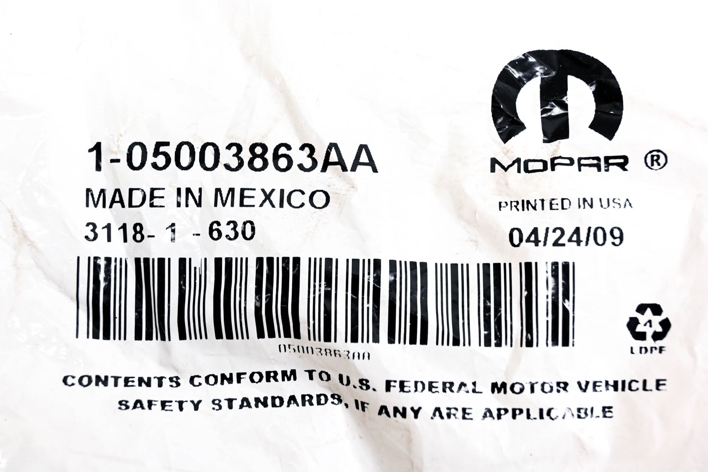 Mopar 05003863AA, 5003863AA Discharge Line Gasket NOS