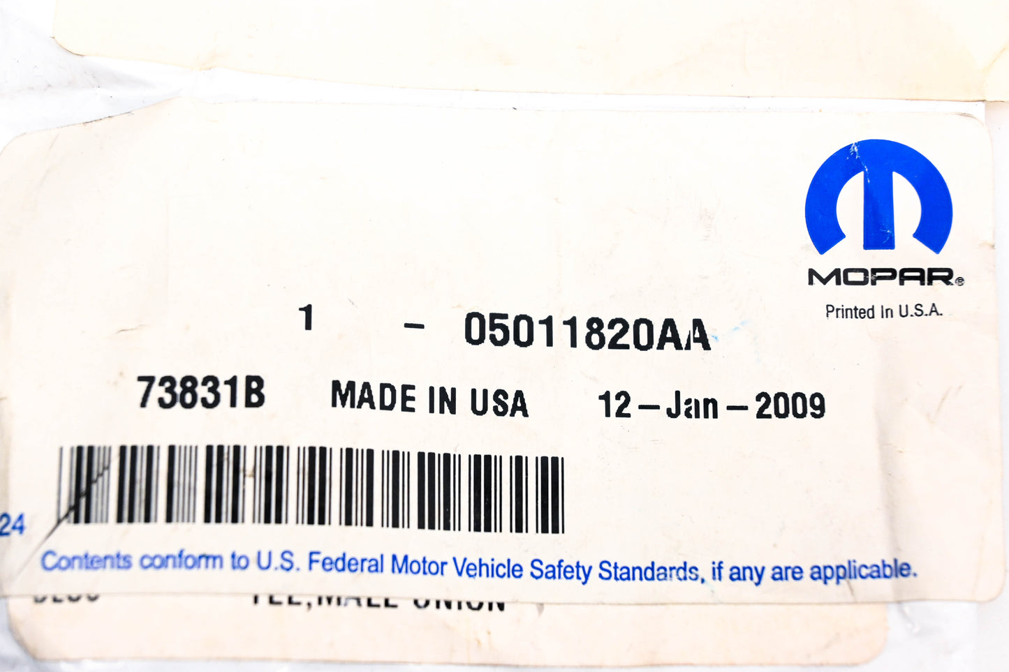Mopar 05011820AA, 5011820AA Fuel Return T-Fitting NOS