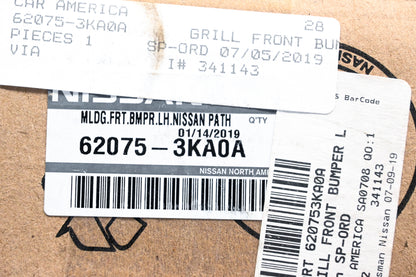 Nissan 620753KA0A, 62075-3KA0A Front Left Bumper Molding NOS
