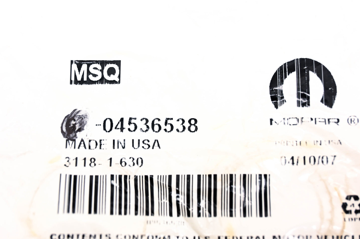 Mopar 04536538, 4536538 Sparkplug Tube O Ring NOS