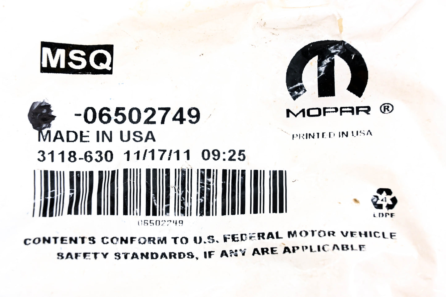 Mopar 06502749 Castle Nut NOS