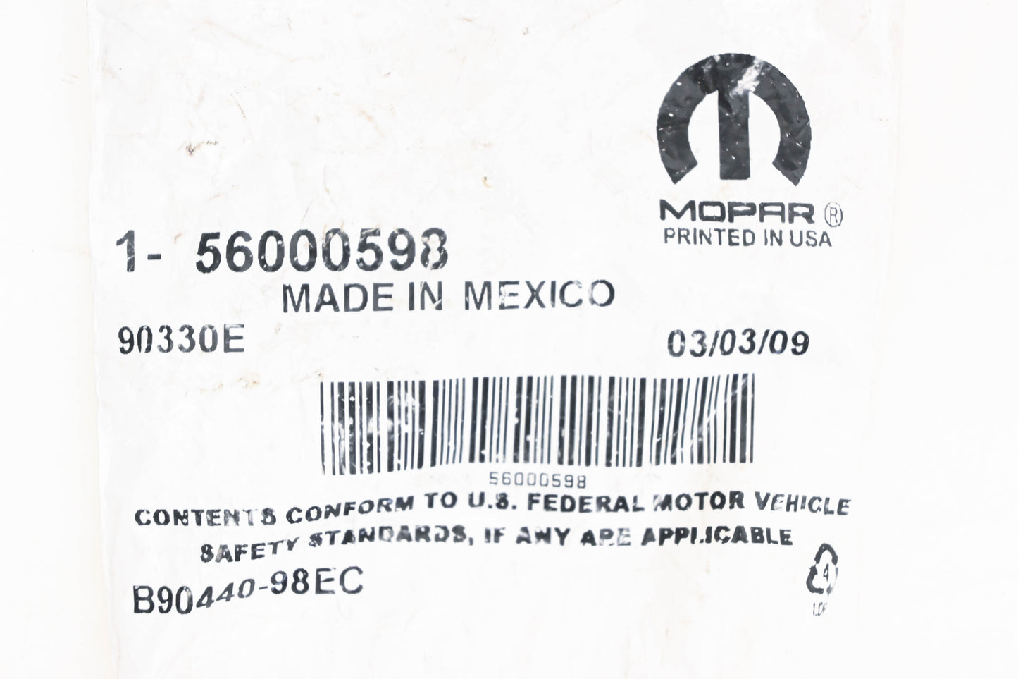 Mopar 56000598 Rear Window Wiper Arm NOS