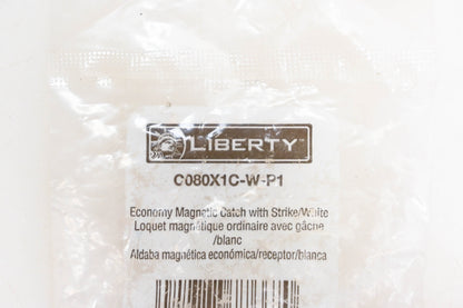 Liberty C080X1C-W-P1 White Magnet Catch w/ Strike Plate NOS