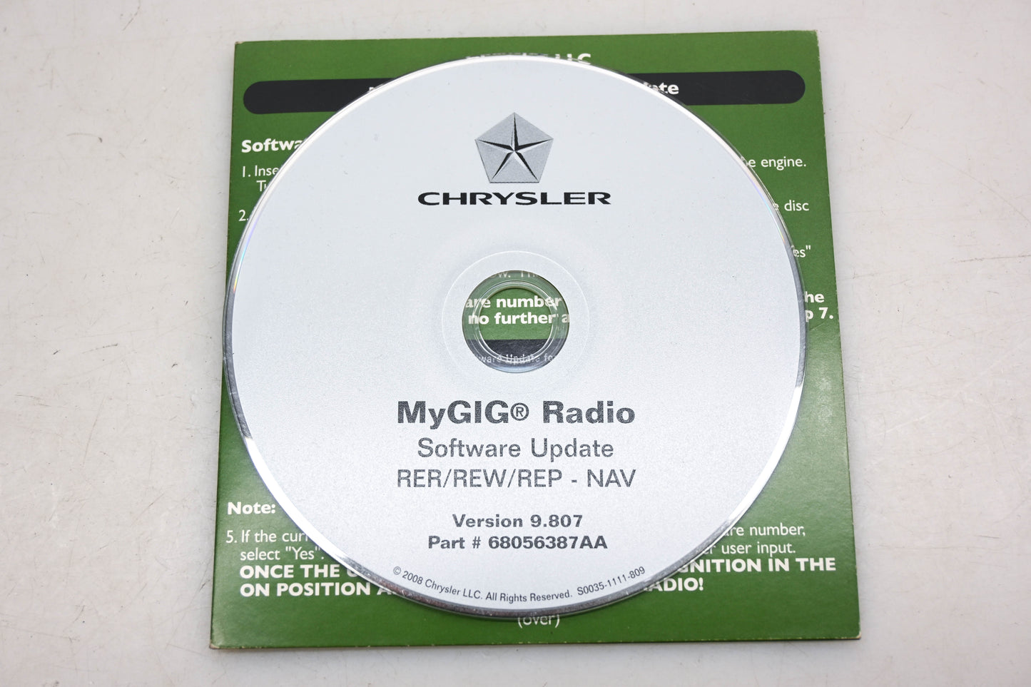 Mopar 68056387AA Radio Software Update v9.807