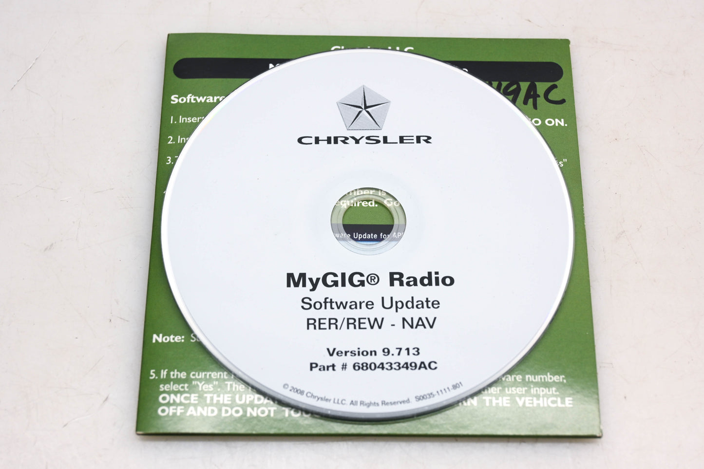 Mopar 68043349AC Radio Software Update v9.713