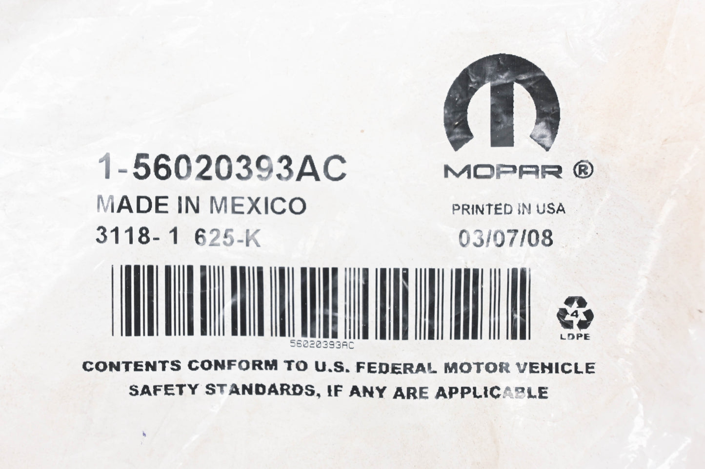 Mopar 56020393AC Battery Cable Wiring Harness NOS