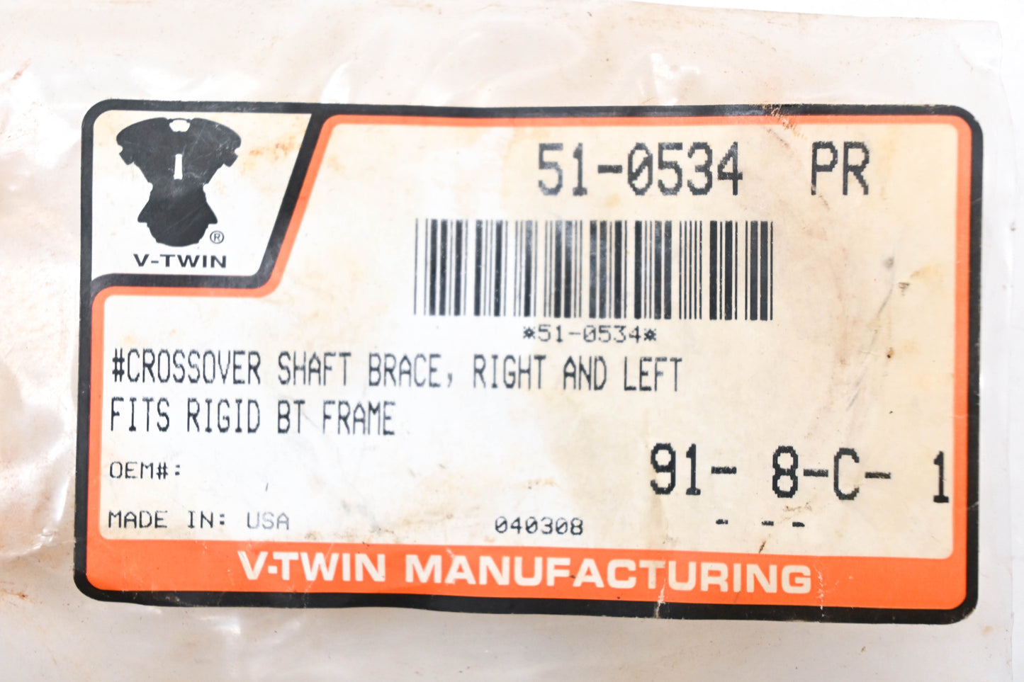V-Twin 51-0534 Crossover Shaft Brace Kit NOS