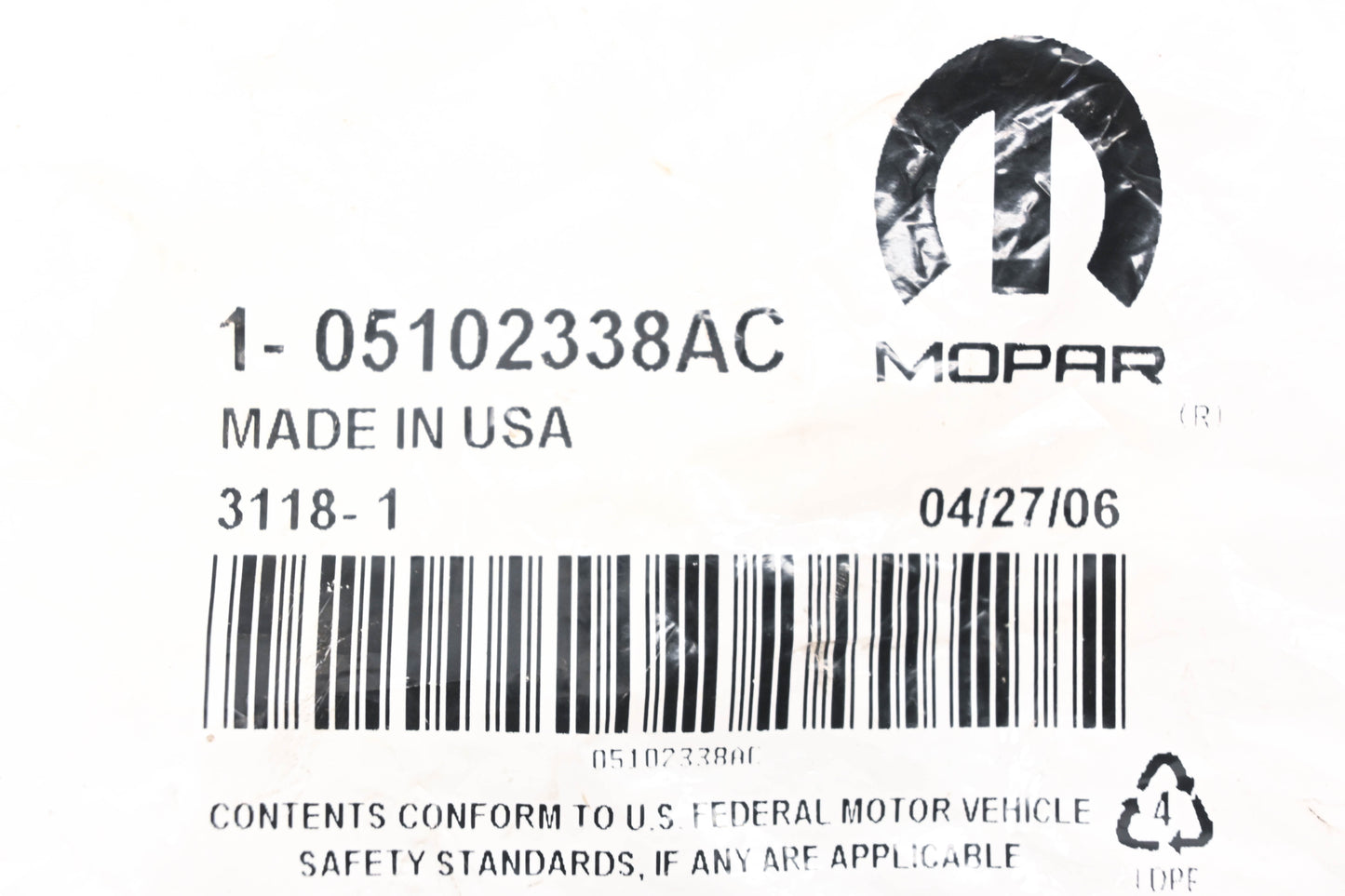 Mopar 05102338AC Trunk Release Switch NOS