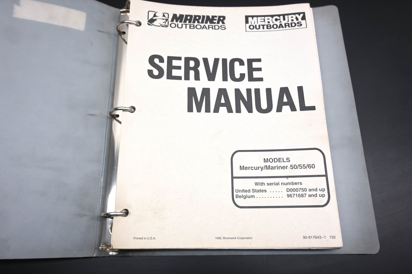 Mercruiser 90-817643-1 Service Manual Mercury Mariner 50/55/60