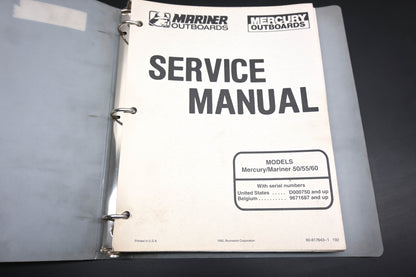 Mercruiser 90-817643-1 Service Manual Mercury Mariner 50/55/60